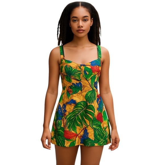 House of Harlow 1960 Toucan Linen Blend Mini Dress. Multi Color. Small #594 - Picture 1 of 7
